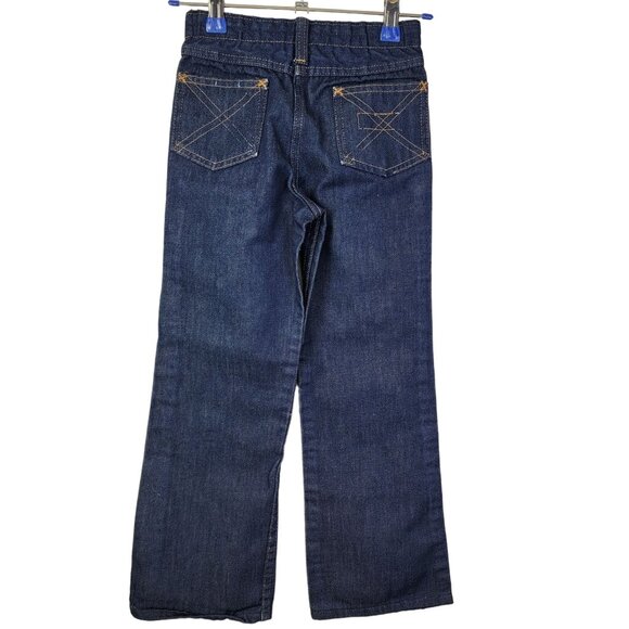Bootcut Vintage 70s Sears Jeans 7 Child 21 Waist 20 Inseam Dark Wash Denim Retro - Picture 1 of 14